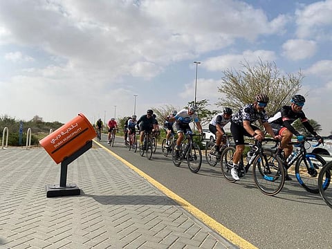 One of the unique waste containers installed by Dubai Municipality on Seih Al Salam cycle track in Dubai.