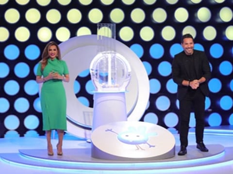 Mahzooz hosts during the draw on Saturday