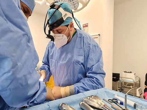 Doctors at Emirates Hospital Jumeirah reconstructed the facial bones of the patient by installing sheets of titanium using 3D printing