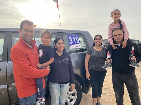 Laju Rupani's family on the Gulf News Overnighter Fun Drive - Tilal Swaihan Experience