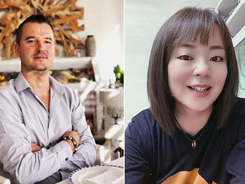 Greek expatriate Antonis Linas (left) and Chinese expatriate FeiFei Feng, two of the seven participants who won Dh77,777 each in the latest Emirates Draw.