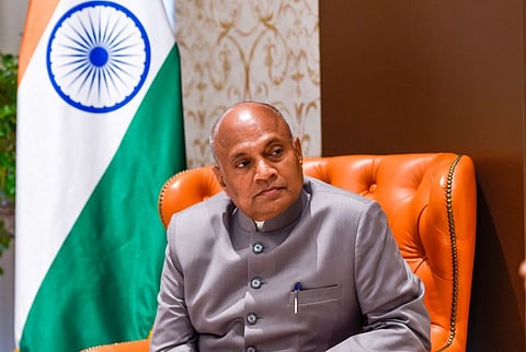 Indian Union Steel Minister, Ram Chandra Prasad Singh, talking to Gulf News after inauguating the 'Steel Week' at the Indian Pavilion at EXPO 2020. Photo: Virendra Saklani/Gulf News