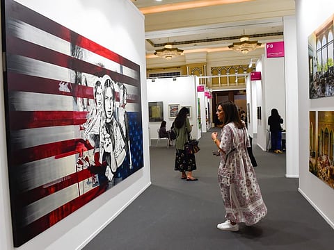 Visitors at Art Dubai 2022.