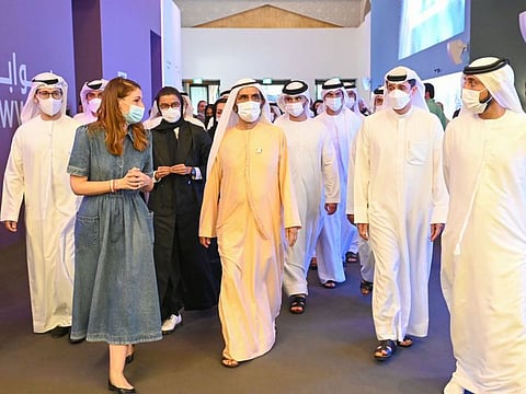 Sheikh Mohammed tours Art Dubai at Madinat Jumeirah.