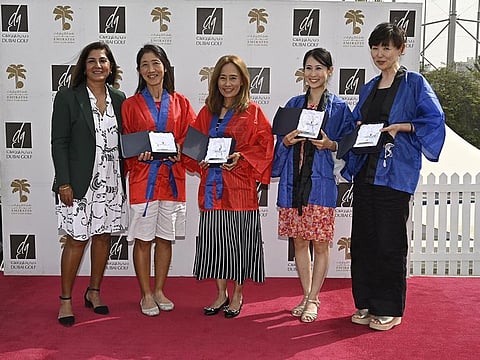 Masayo Kozai, Haide Wright, Kiyono Taniuchi and Atsumi Aoto - the winners of the Emirates Golf Club International Women’s Golf Day Tournament