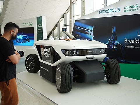 The Dubai Police driverless patrol has a machine-learning feature, which means it can detect patterns of criminal activities or accidents that happen around it and alert Dubai Police command room