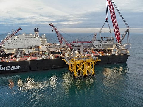 The Alpha transformer substation being installed.
