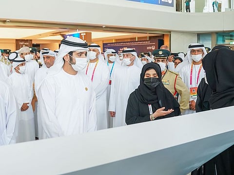 Sheikh Hamdan at the opening of the World Police Summit 2022 at Dubai Exhibition Centre, at Expo 2020.