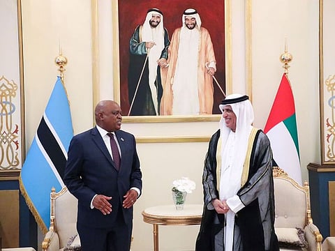 Sheikh Saud with Dr. Mokgweetsi Keabetswe Masisi, President of Botswana.