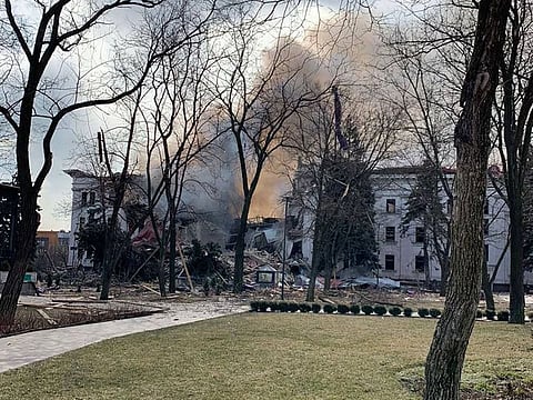 The Drama Theatre destroyed by shelling in Mariupol