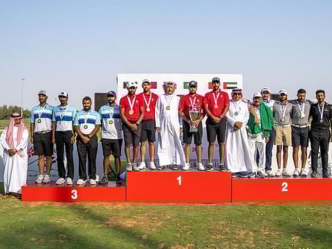 Podium finish: Qatar, Saudi Arabia and Bahrain team finishers at the medal presentation ceremony after the GCC Championship.