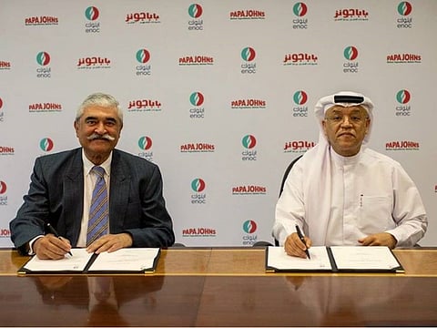 Tapan Vaidya, CEO of PJP Investment Group and Zaid Al Qufaidi, Managing Director, ENOC Retail