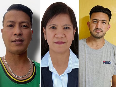 (From left) Melecio, Eleanor and Umar, who won Dh100,000 each in the latest Mahzooz draw.