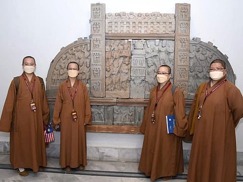 Foreign Buddhist monks visit Peshawar Museum in Khyber Pakhtunkhwa - the province which the officials are promoting as a hub of religious tourism.