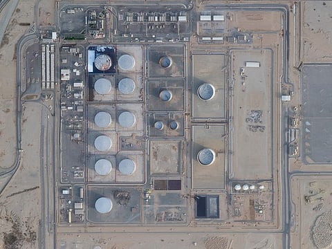 In this satellite photo from Planet Labs PBC, damage is seen after an attack by Yemen's Houthi rebels targeting Saudi Aramco's North Jiddah Bulk Plant in Jiddah, Saudi Arabia, Tuesday, March 22, 2022