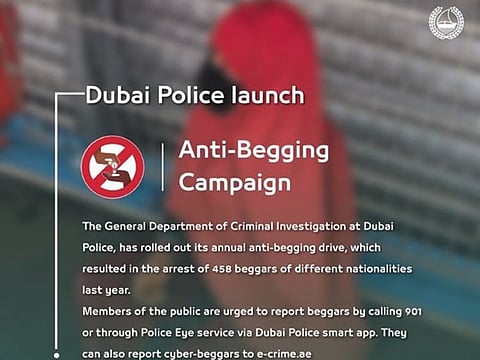 Dubai Police caught more than 400 beggars last Ramadan