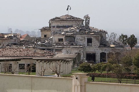 View of a damaged building in the aftermath of missile attacks in Erbil, Iraq on March 13, 2022.