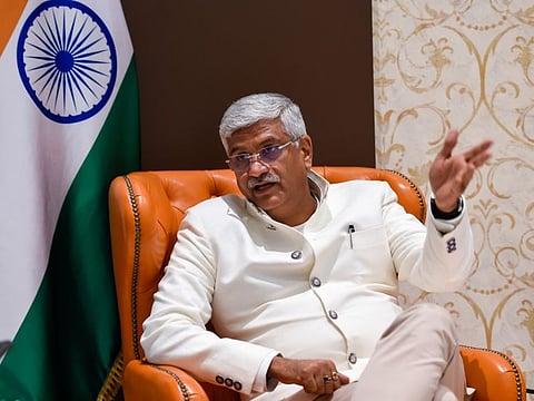 Gajendra Singh Shekhawat, India's minister of water resources, Jal Shakti, speaks to Gulf News at India Pavilion at Expo 2020 Dubai