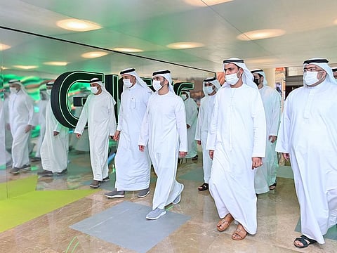 Sheikh Mansoor bin Mohammed bin Rashid Al Maktoum (centre) witnessed the launch of Dubai Cyber Innovation Park at the event
