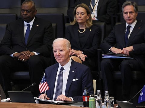 Joe Biden and Blinken (right) in a March 24 photo