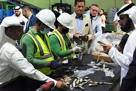 Counterfeit items bring checked by Dubai Customs officials.