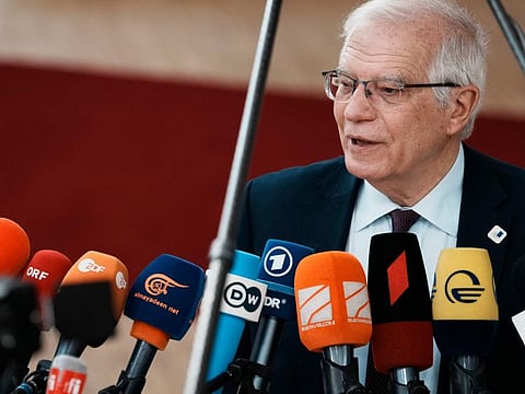 European Union foreign policy chief Josep Borrell speaks with the media in a file photo.