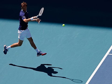 Daniil Medvedev in action against Andy Murray in Miami