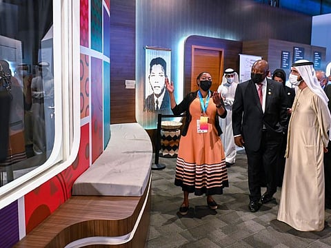 Sheikh Mohammed bin Rashid Al Maktoum and Cyril Ramaphosa, President of South Africa, toured the South Africa Pavilion at Expo