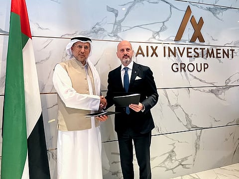 Rashid Khalaf Al Habtoor and Fadi Dabbagh at AIX Investment Group