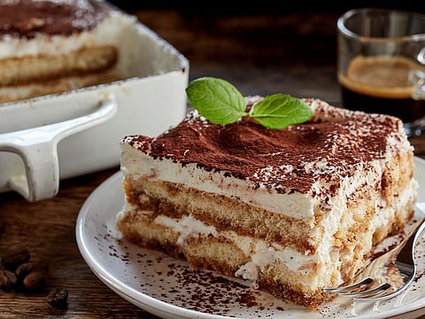 Tiramisu - A coffee-infused dessert, with layers of mascarpone cheese over cake