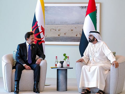 Sheikh Mohammed bin Rashid Al Maktoum (R) and His Majesty Sultan Hassanal Bolkiah, Sultan of Brunei Darussalam
