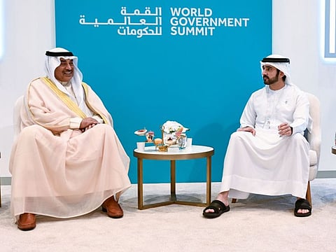 Sheikh Hamdan bin Mohammed on Wednesday meets with Prime Minister of Kuwait Sheikh Sabah Khaled at the World Government Summit 2022 in Dubai.
