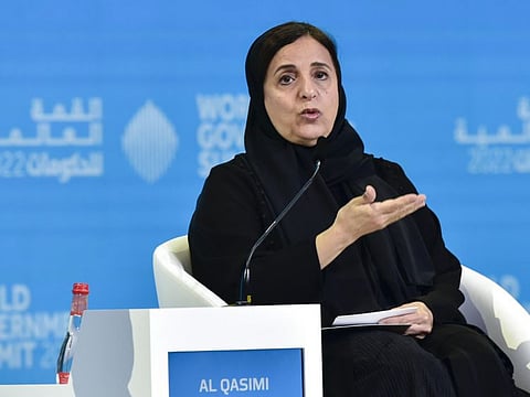 Sheikha Lubna Al Qasimi speaking during the ‘From the First Female Minister to the Youngest Minister’ session at the summit