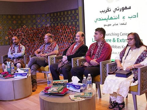 Speakers LTR : Raza Muhammad, Lakho Shabir, Bhavan Sindhi, writer Abbas Korejo and Koshi Lalwani at the book launching ceremony held at Pakistan Pavilion at Expo 2020 Dubai.