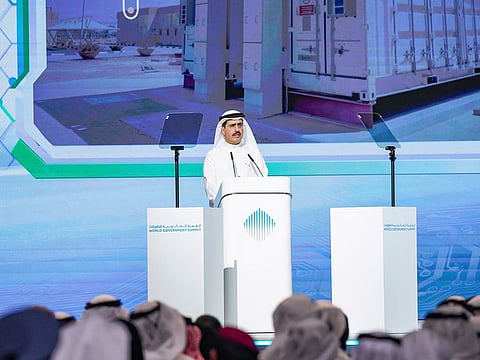 Saeed Mohammed Al Tayer, Managing Director and CEO of DEWA, delivers a keynote speech titled Shaping a Green Future at the World Government Summit