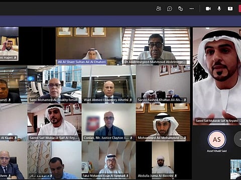 Speakers participate in the online workshop conducted by ADJD to raise awareness on ways to combat money laundering crimes.