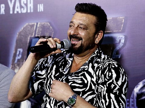 Bollywood actor Sanjay Dutt speaks during a press conference for his upcoming movie 'K.G.F: Chapter 2' in New Delhi on April 1.