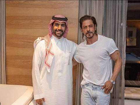 Prince Badr bin Abdullah bin Farhan Alsaud, Saudi Arabia’s minister of culture, and Chairman of the General Entertainment Authority with Bollywood actor Shah Rukh Khan