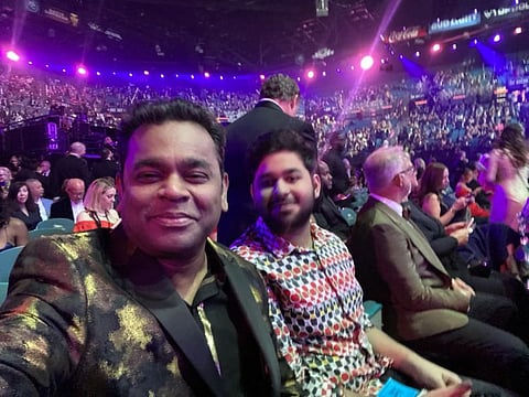 AR Rahman with his son AR Ameen at the Grammy Awards
