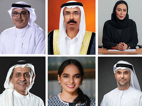From left to right: Eminent authors and intellectuals including Dr Abdulaziz AlMusallam, Mohammad Al Murr, Khawla Al Mujaini , Khalid AlBudoor, Dubai Abulhoul and Omar Saif Ghobash will be part of the team representing Sharjah at London Book Fair.