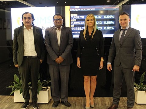 From left: Rizwan Khan, Partner- AJMS group; Abhishek Jajoo- Founding Partner & CEO- AJMS group; Monika Godek- Director Partnership- Coinfirm, and Jacek- Head of Business Development at the event