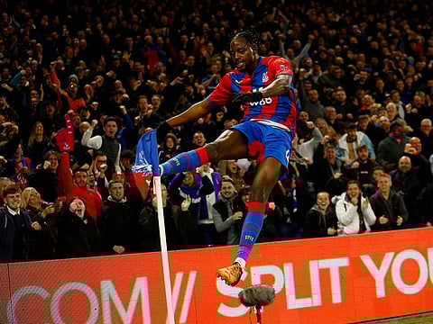 Crystal Palace's Jean-Philippe Mateta celebrates scoring their first goal.