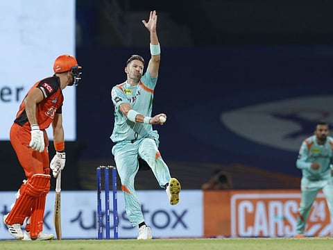 Andrew Tye of Lucknow Super Giants ready to bowl during match 12 of the TATA Indian Premier League 2022 against Sunrisers Hyderabad at the DY Patil Stadium in Mumbai on Monday.