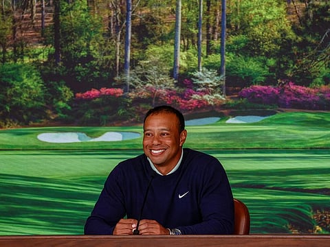 Tiger Woods addressing his much-anticipated press conference at the Augusta National course on Tuesday.