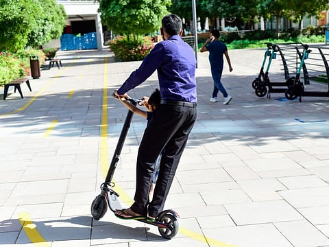 Abu Dhabi Police have warned residents to wear helmets and avoid pillion riding while using e-scooters