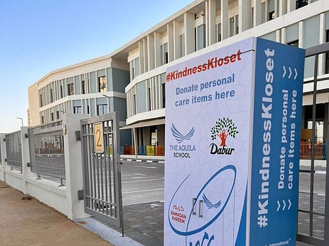 The #KindnessKloset outside the Aquila School in Dubai.