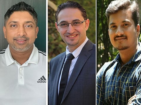 (From Left) Sooraj, Mohammed and Ramanathan are the latest winners of Mahzooz draw in Dubai