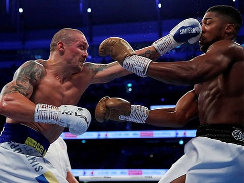 Oleksandr Usyk in action against Anthony Joshua.