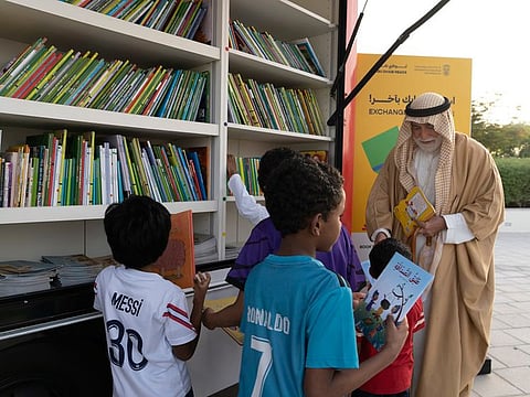 Children swapped old books for new ones from the mobile library