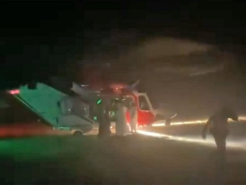 Three residents were airlifted from a desert area in Abu Dhabi’s Al Dhafra region after sustaining serious injuries in a car accident.